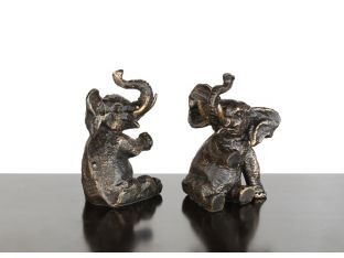 Pair of Bronze Elephant Bookends
