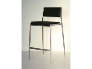 Black Leather and Stainless Steel Counter Chair