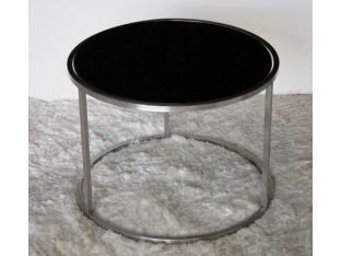 Steel and Black Painted Glass End Table