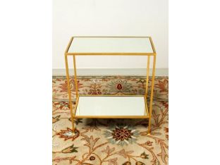 2-Tier Gold Leaf End Table With Mirrored Top