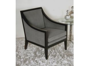 Gray Velvet Lounge Chair with Ebony Frame