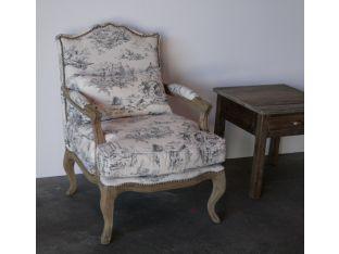 Black and White Toile Bergere Chair