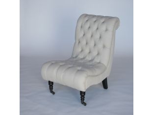 Off-White Linen Tufted Lounge Chair