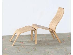 Natural Bamboo Lounge Chair and Ottoman