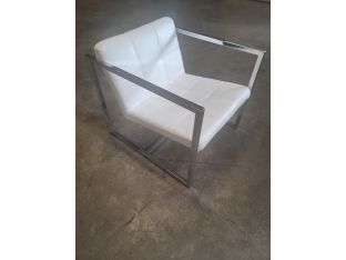 White Leather and Chrome Lounge Chair