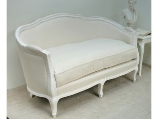 Antique White Linen French Style Love Seat