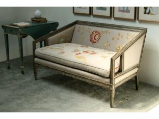 Settee with Crewelwork and Nailhead Trim
