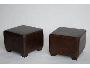 Cigar Leather Cube Ottoman