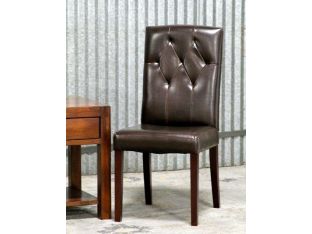 Brown Leather Tufted Side Chair