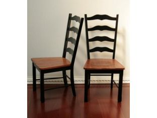 Antique Black Ladderback Side Chair with Maple Seat