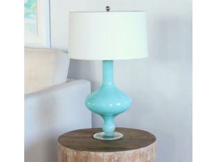 Soft Cyan Footed Glass Lamp