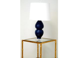 Navy Ceramic Gourd Table Lamp