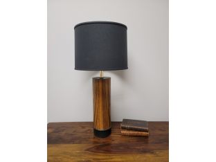 Wood Toned Column Table Lamp