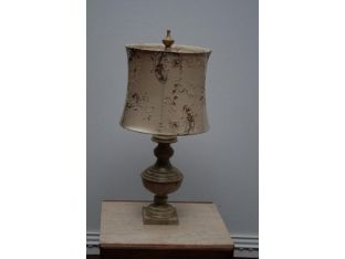 Blonde Urn Table Lamp with Embroidered Silk Shade