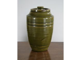 Medium Green Ceramic Urn with Lid