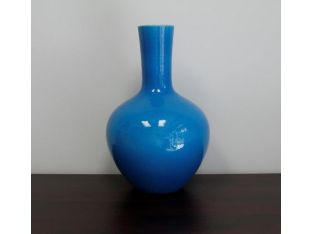 French Turquoise Bulb Vase